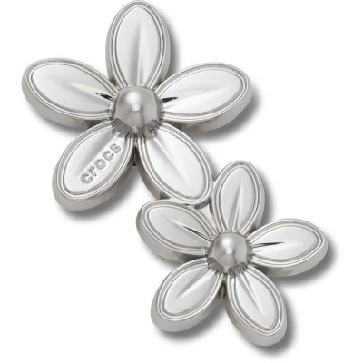 обувни,аксесоари,jibbitz,silver,double,flower,cluster,charm,silver