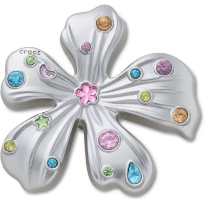 обувни,аксесоари,jibbitz,silver,meta,gem,flower,charm,silver