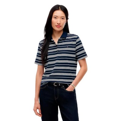 блуза,с,яка,дамски,блузи,с,яка,мъжки,блузи,с,яка,tommy,hilfiger,1985,short,sleeve,polo,blue,(broken,stripe,dark,blue,ecru)