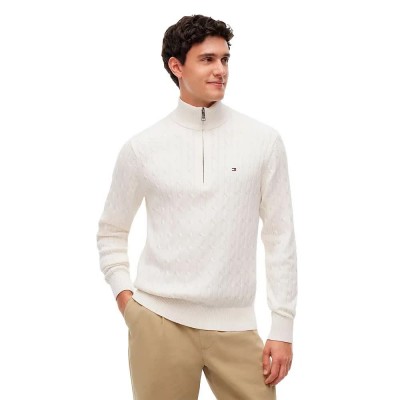 блуза,мъжки,пуловери,дамски,пуловери,tommy,hilfiger,classic,cable,half,zip,sweater,white,(ivory,petal,carbon,navy)