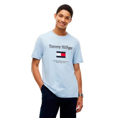 тениска,мъжки,тениски,дамски,тениски,tommy,hilfiger,embroidery,flag,short,sleeve,t,shirt,blue,(sky,blue,with,aop)
