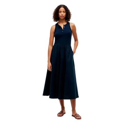 рокля,дамски,поли,и,рокли,tommy,hilfiger,gold,button,poplin,mix,sleeveless,dress,blue,(dark,night,navy)