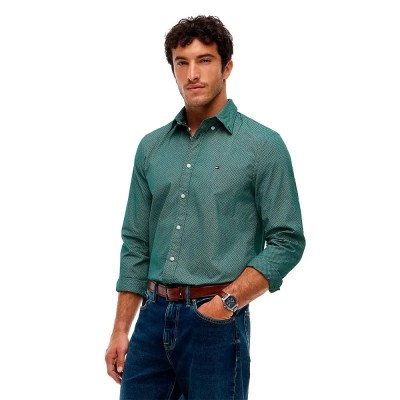 риза,с,дълъг,ръкав,дамски,ризи,мъжки,ризи,tommy,hilfiger,mw0mw40455,long,sleeve,shirt,blue,(ornamental,green,aop)