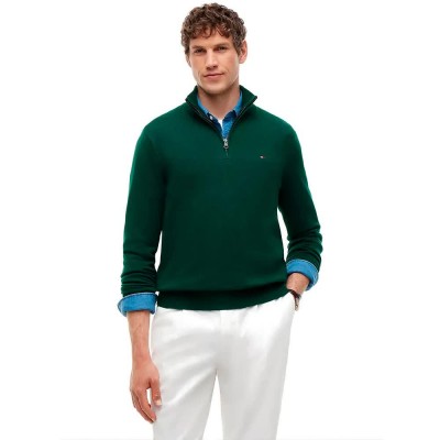 блуза,мъжки,пуловери,дамски,пуловери,tommy,hilfiger,pima,org,ctn,mock,half,zip,sweater,green,(ornamental,green,heather)