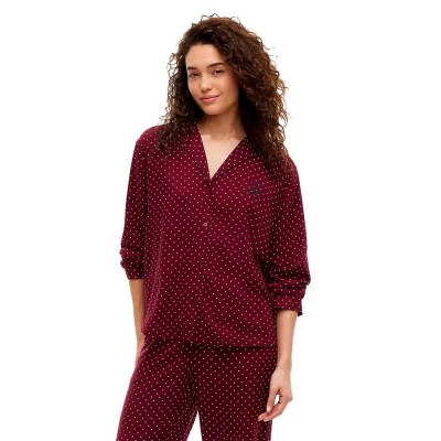 тениска,дамски,пижами,tommy,hilfiger,uw0uw06243,long,sleeve,pyjama,t,shirt,red,(polka,dot,burgundy)