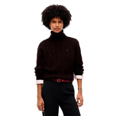 блуза,мъжки,пуловери,дамски,пуловери,tommy,hilfiger,ww0ww46791,high,neck,sweater,brown,(chocolate)