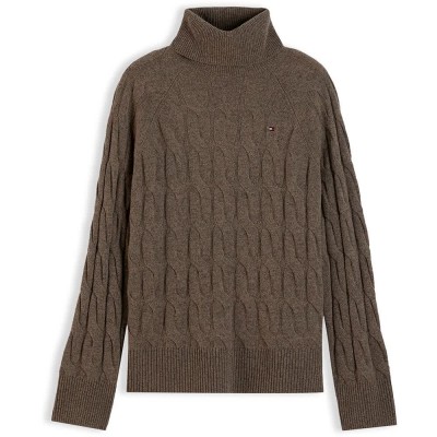 блуза,мъжки,пуловери,дамски,пуловери,tommy,hilfiger,ww0ww46791,high,neck,sweater,brown,(highland,khaki,heather)