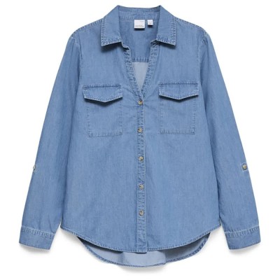 риза,с,дълъг,ръкав,дамски,ризи,мъжки,ризи,vero,moda,bumpy,long,sleeve,shirt,blue,(medium,blue,denim)