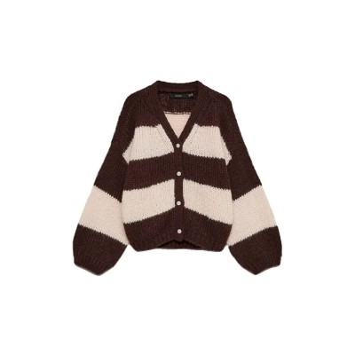 жилетка,мъжки,пуловери,дамски,пуловери,vero,moda,maybe,cardigan,brown,(chocolate,torte,stripes,oatmeal)