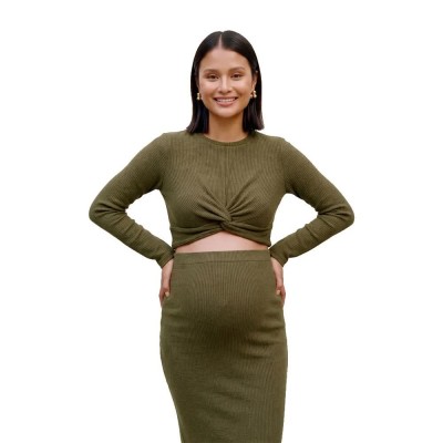 фланелка,с,дълъг,ръкав,дамски,топове,mamalicious,meloni,long,sleeve,top,green,(sphagnum,detail,melange)