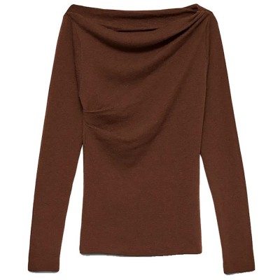 тениска,мъжки,тениски,дамски,тениски,vero,moda,sofine,long,sleeve,t,shirt,brown,(potting,soil)