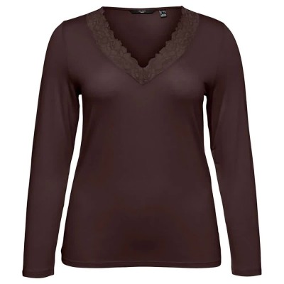 тениска,мъжки,тениски,дамски,тениски,vero,moda,curve,rosa,long,sleeve,t,shirt,brown,(chocolate,torte)