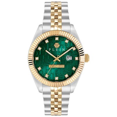 часовник,часовници,philipp,plein,superlative,41mm,5atm,quartz,analogical,watch,refurbished,golden,(gold,green,mineral)