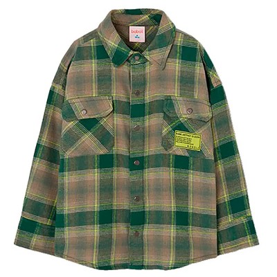 карирана,риза,дамски,ризи,мъжки,ризи,boboli,614001,long,sleeve,shirt,green,(checks)