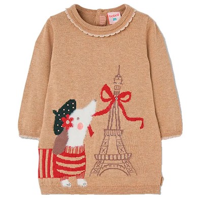 рокля,дамски,поли,и,рокли,boboli,744083,long,sleeve,dress,brown,(beige)