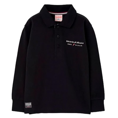 дамски,блузи,с,яка,мъжки,блузи,с,яка,boboli,854018,long,sleeve,polo,black,(black)