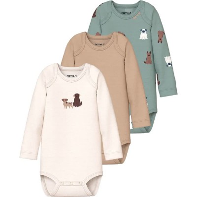 детски,облекла,за,момчета,name,it,dog,long,sleeve,body,3,units,multicolor,(green,milieu,jet,stream,sesame)
