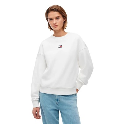 блуза,дамски,блузи,tommy,jeans,bxy,badge,crew,sweatshirt,white,(ecru)