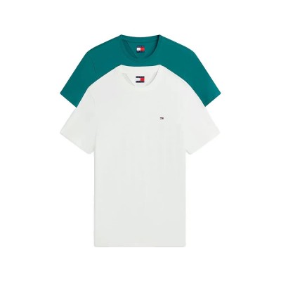 тениска,мъжки,тениски,дамски,тениски,tommy,jeans,dm0dm20687,short,sleeve,t,shirt,2,units,green,white,(ecru,polar,teal)