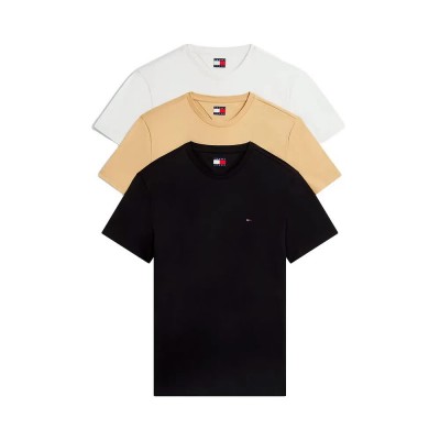 тениска,мъжки,тениски,дамски,тениски,tommy,jeans,dm0dm21579,short,sleeve,t,shirt,3,units,multicolor,(ecru,black,sandy,beige)