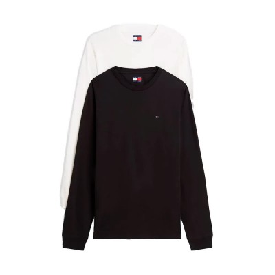 тениска,мъжки,тениски,дамски,тениски,tommy,jeans,dm0dm22148,long,sleeve,t,shirt,2,units,white,black,(ecru,black)