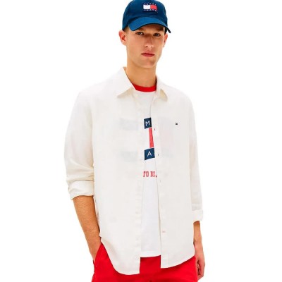 риза,с,дълъг,ръкав,дамски,ризи,мъжки,ризи,tommy,jeans,dm0dm22761,linen,long,sleeve,shirt,white,(ecru)