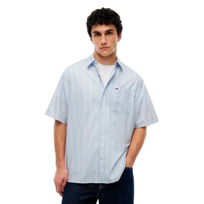 риза,с,къс,ръкав,дамски,ризи,мъжки,ризи,tommy,jeans,dm0dm23147,short,sleeve,shirt,blue,(moonlight,iris,stripe)
