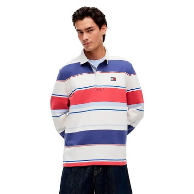 дънки,дамски,блузи,с,яка,мъжки,блузи,с,яка,tommy,jeans,dm0dm23163,long,sleeve,polo,multicolor,(ecru,multi)