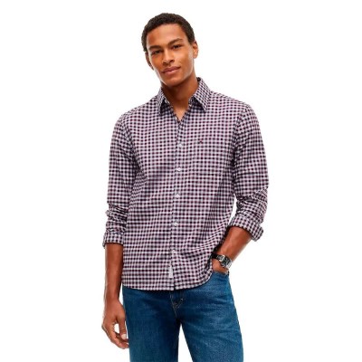 карирана,риза,дамски,ризи,мъжки,ризи,tommy,jeans,dm0dm23516,long,sleeve,shirt,purple,(sky,blue,check)