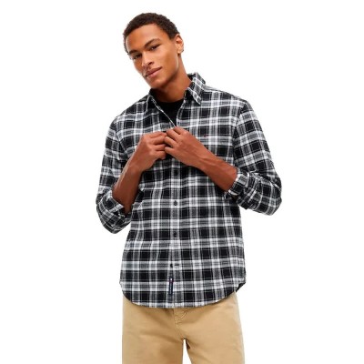карирана,риза,дамски,ризи,мъжки,ризи,tommy,jeans,dm0dm23528,long,sleeve,shirt,black,grey,(black,check)
