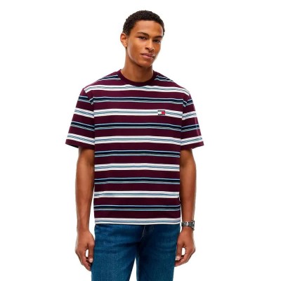 тениска,мъжки,тениски,дамски,тениски,tommy,jeans,dm0dm23553,short,sleeve,t,shirt,red,(calypso,berry,stripe)