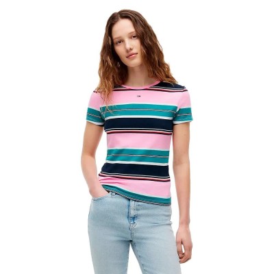 тениска,мъжки,тениски,дамски,тениски,tommy,jeans,dw0dw17383,short,sleeve,t,shirt,multicolor,(pink,daisy,multi,stripe)