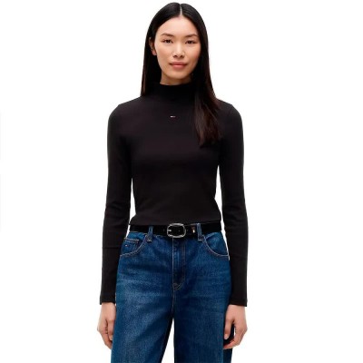 тениска,мъжки,тениски,дамски,тениски,tommy,jeans,dw0dw19830,long,sleeve,high,neck,t,shirt,black,(black)