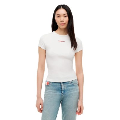 тениска,мъжки,тениски,дамски,тениски,tommy,jeans,dw0dw22809,short,sleeve,t,shirt,white,(ecru)