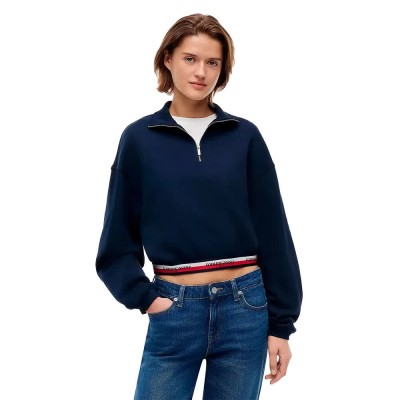 блуза,дамски,блузи,tommy,jeans,dw0dw23144,half,zip,sweatshirt,blue,(dark,night,navy)