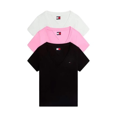тениска,мъжки,тениски,дамски,тениски,tommy,jeans,dw0dw23160,sleeveless,t,shirt,3,units,multicolor,(black,ecru,pink,daisy)