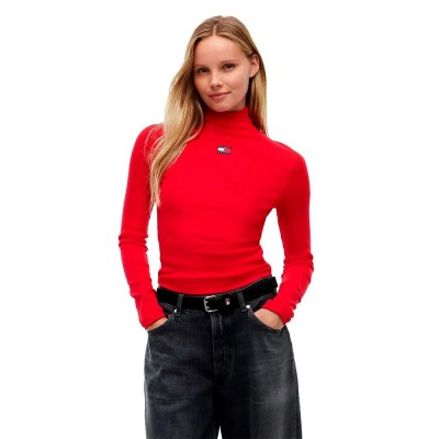 тениска,мъжки,тениски,дамски,тениски,tommy,jeans,dw0dw23251,long,sleeve,high,neck,t,shirt,red,(lavish,red)