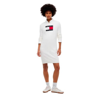 рокля,дамски,поли,и,рокли,tommy,jeans,dw0dw23322,long,sleeve,short,dress,white,(off,white)