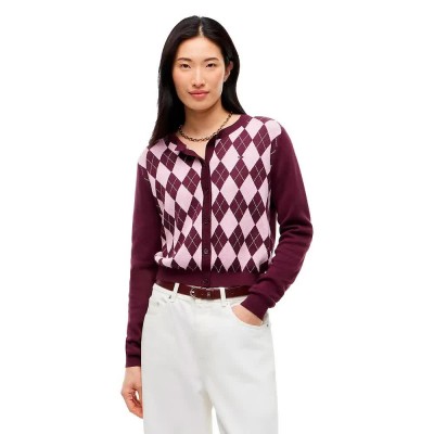 жилетка,мъжки,пуловери,дамски,пуловери,tommy,jeans,dw0dw23363,cardigan,purple,(calypso,berry,argyle)
