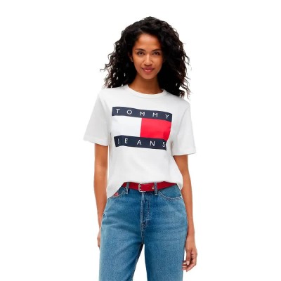 тениска,мъжки,тениски,дамски,тениски,tommy,jeans,dw0dw23552,short,sleeve,t,shirt,white,(ecru)
