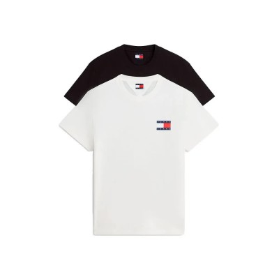 тениска,мъжки,тениски,дамски,тениски,tommy,jeans,essential,flag,slim,fit,short,sleeve,t,shirt,2,units,white,black,(black,ecru)