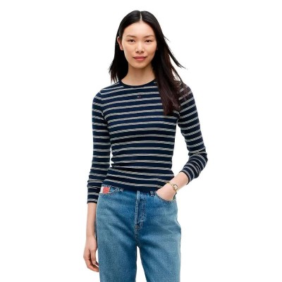 тениска,мъжки,тениски,дамски,тениски,tommy,jeans,essential,rib,long,sleeve,t,shirt,blue,(dark,blue,day,lily,stripe)
