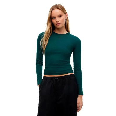 тениска,мъжки,тениски,дамски,тениски,tommy,jeans,essential,rib,long,sleeve,t,shirt,blue,(elegant,green)