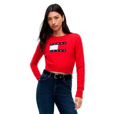 блуза,мъжки,пуловери,дамски,пуловери,tommy,jeans,sparkle,flag,sweater,red,(lavish,red)