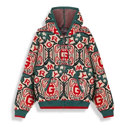 блуза,мъжки,пуловери,дамски,пуловери,grimey,sho,nuff,knit,full,zip,sweatshirt,multicolor,(petrolgreen)