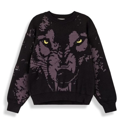 блуза,мъжки,пуловери,дамски,пуловери,grimey,wild,one,knit,sweatshirt,black,(black)
