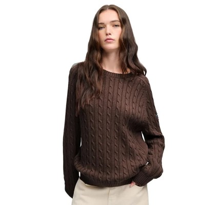 блуза,мъжки,пуловери,дамски,пуловери,superdry,slouchy,cable,sweater,brown,(chocolate,brown,marl)