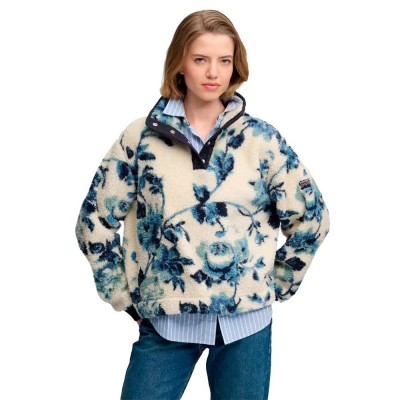 блуза,дамски,блузи,superdry,super,soft,printed,henley,sweatshirt,beige,(blue,peonies,aop)