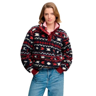 блуза,дамски,блузи,superdry,super,soft,printed,henley,sweatshirt,multicolor,(burgundy,mini,aztec,aop)