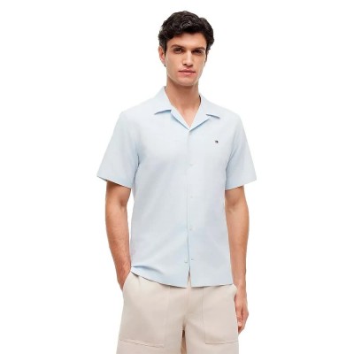 риза,с,къс,ръкав,дамски,ризи,мъжки,ризи,tommy,hilfiger,dobby,linen,short,sleeve,shirt,blue,(breezy,blue)